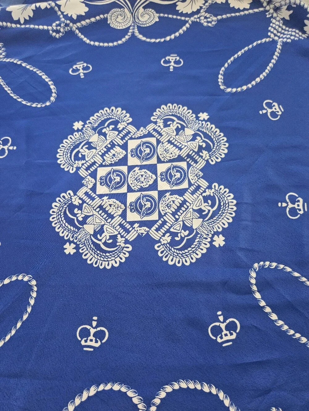 Blue/White Nautical Print Silk Scarf